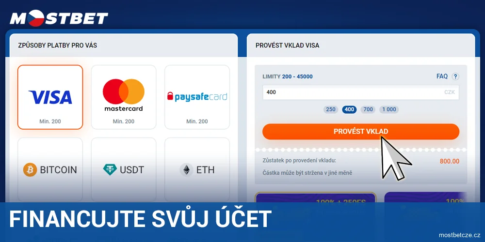 Doplnit zůstatek v Mostbet Česko