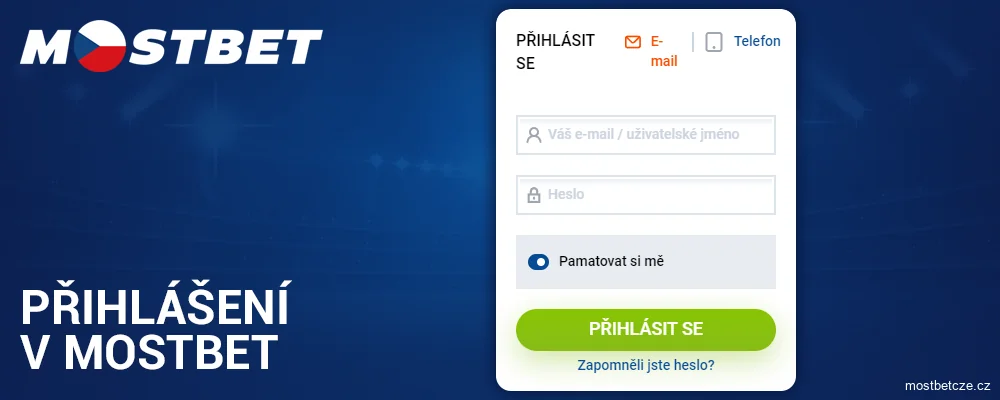 Přihlášení do účtu Mostbet Česká republika pro hráče